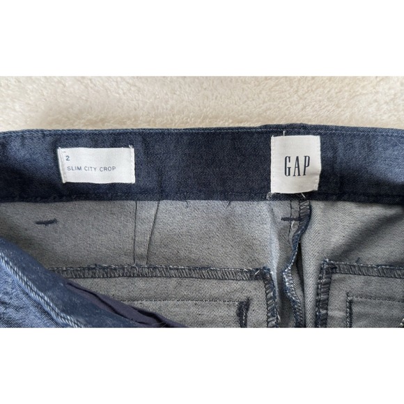 Gap Slim City Cropped Pants Chino Trouser Career Wear Blue Womens Size 2 NEW‎ - Picture 2 of 5